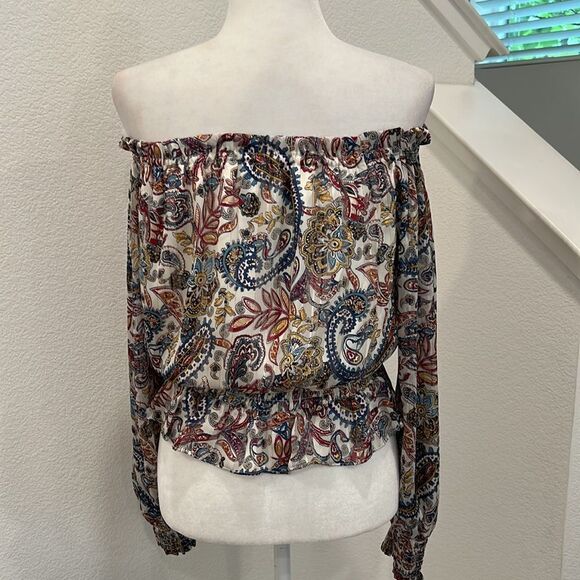 Bloomingdales Aqua Off the Shoulder Top - Picture 6 of 10